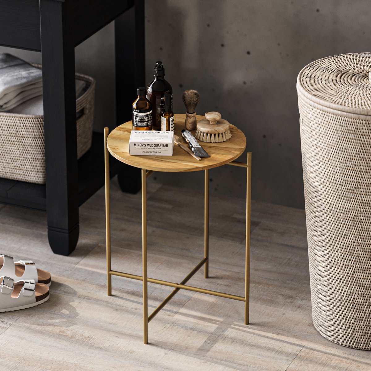 Skye Decor , Salontafel, Shb-004-A, Hout, Goud & Naturel, 46 x 46 x 56 cm