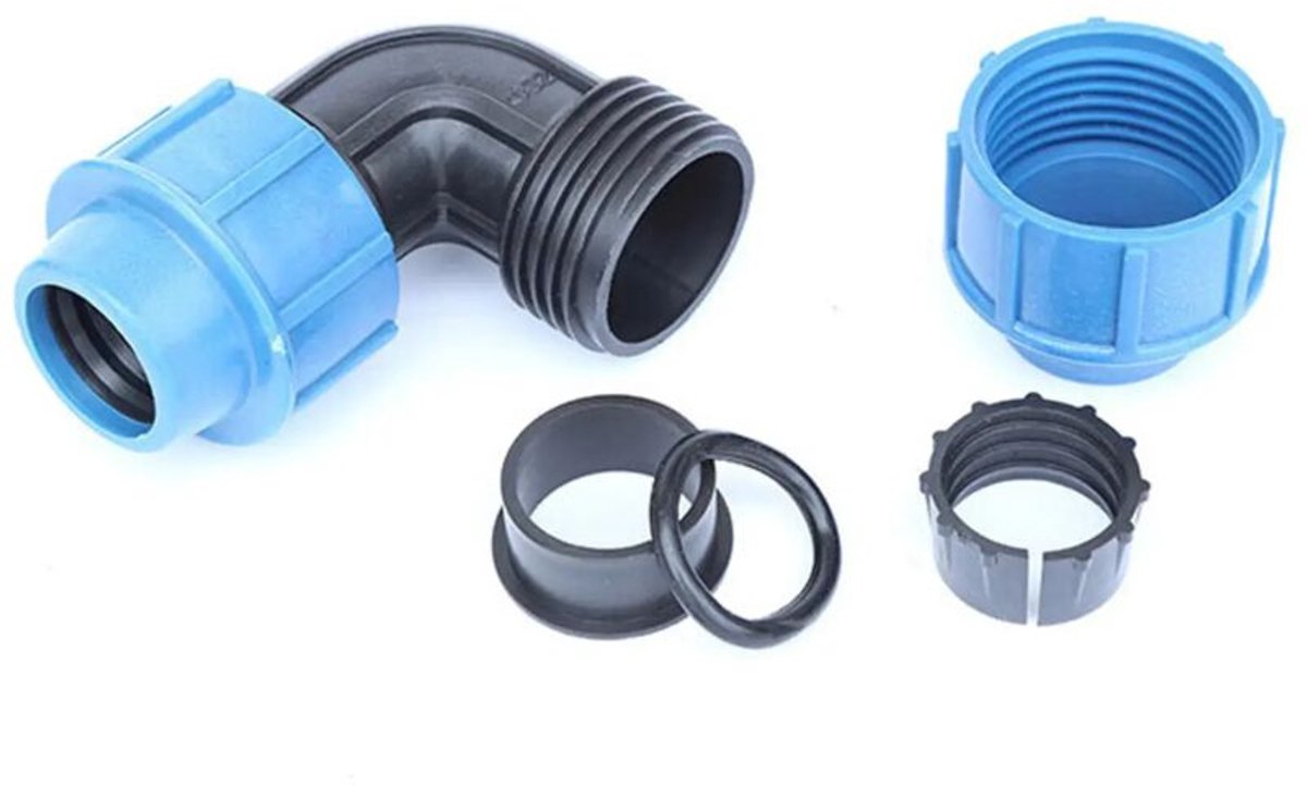 Snelkoppeling polyethyleen elleboogstuk geschikt voor buitendraad, waterbesparend irrigatiebochtstuk, druppelirrigatiebochtstuk (25 x 1/2 inch)