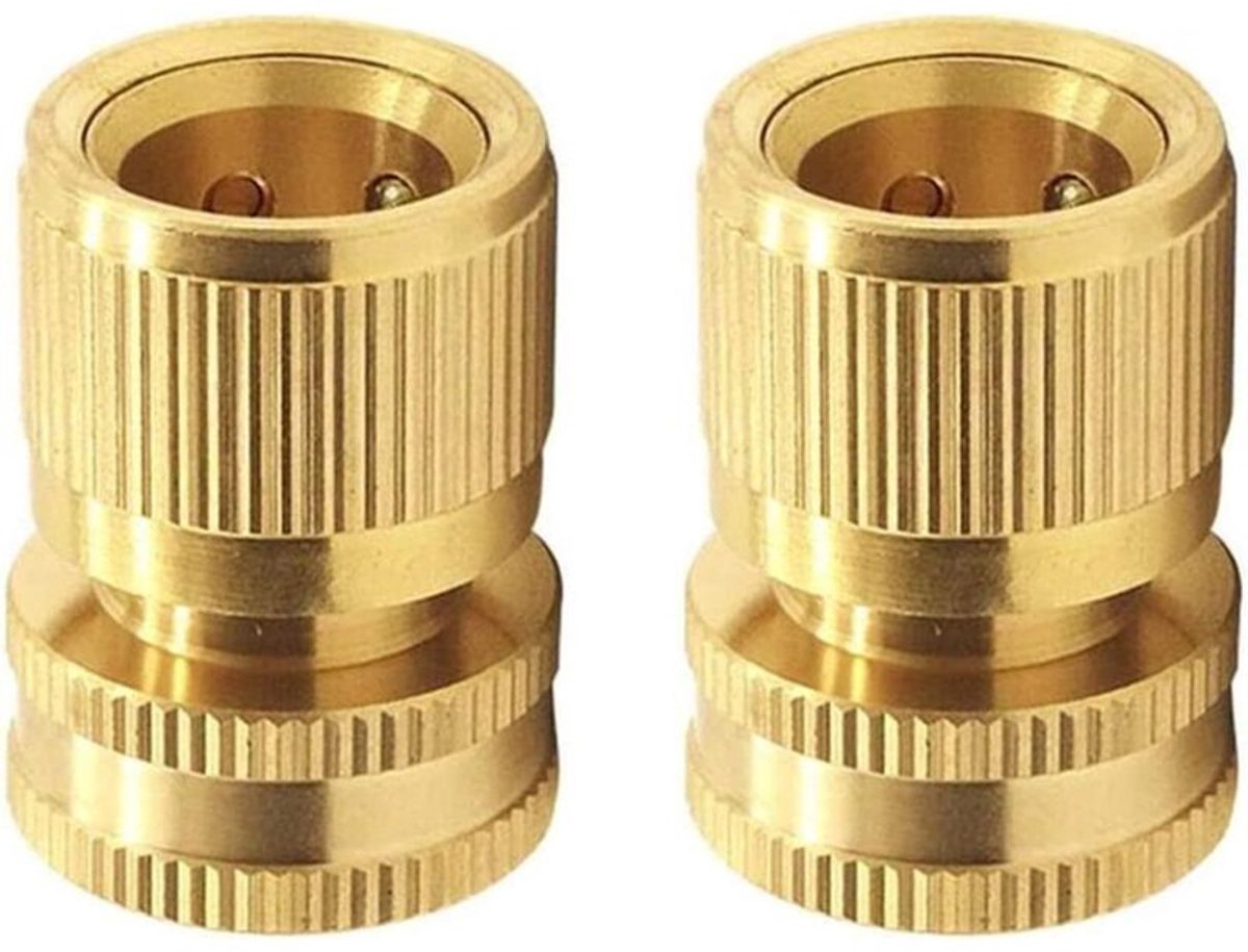 19 mm (3/4 inch) messing tuinslangkoppelingen, snelkoppelingen, 2 stuks