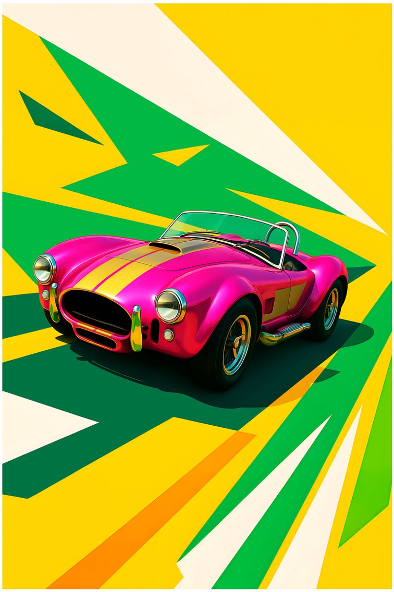 Raceauto Poster - Roze Klassieke Cabrio Raceauto - Classic Racing Collection - Posters voor Autoliefhebbers - A1+ 61 x 91,5 cm