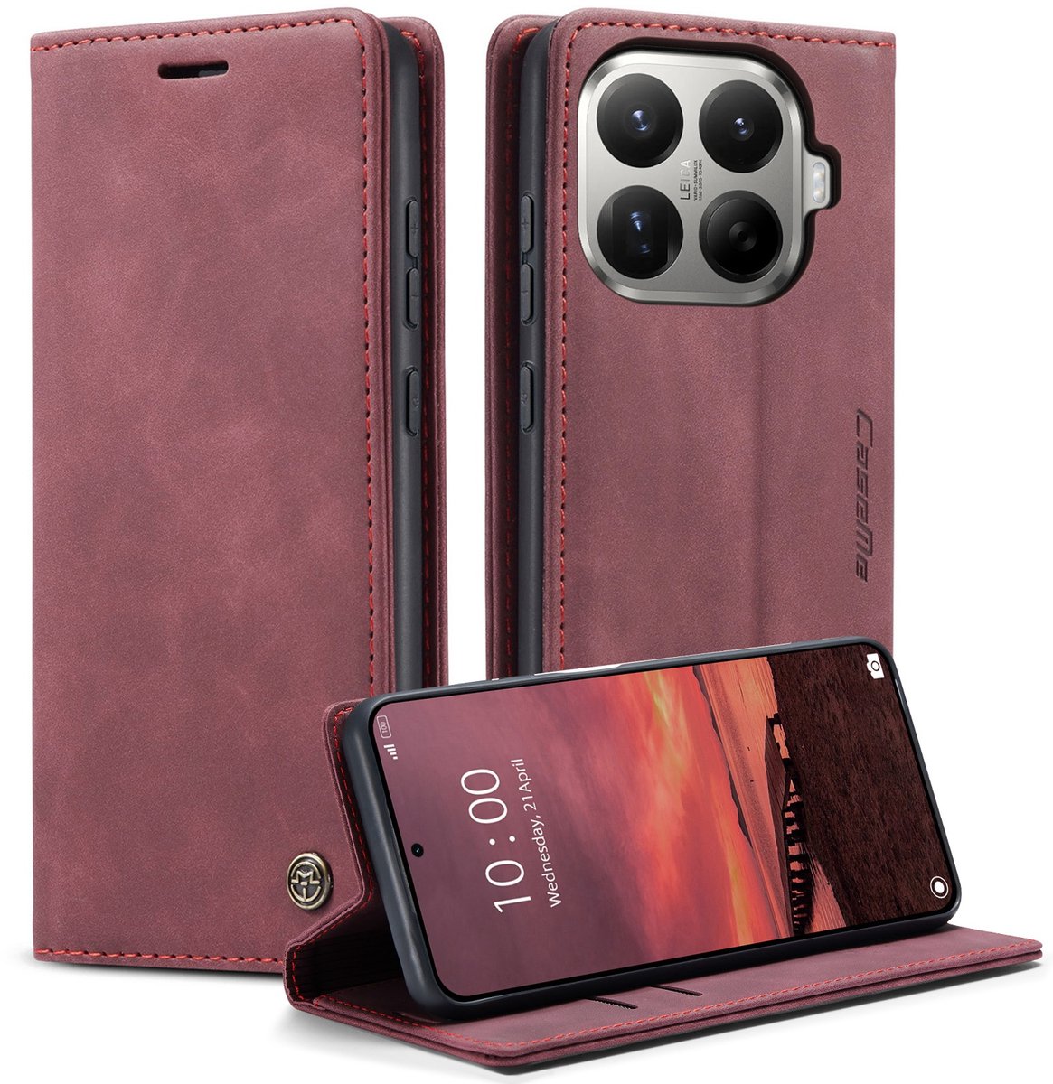 CaseMe Hoesje - Geschikt voor Xiaomi 17T Pro Hoesje - CaseMe 013 Book Case - Bordeaux