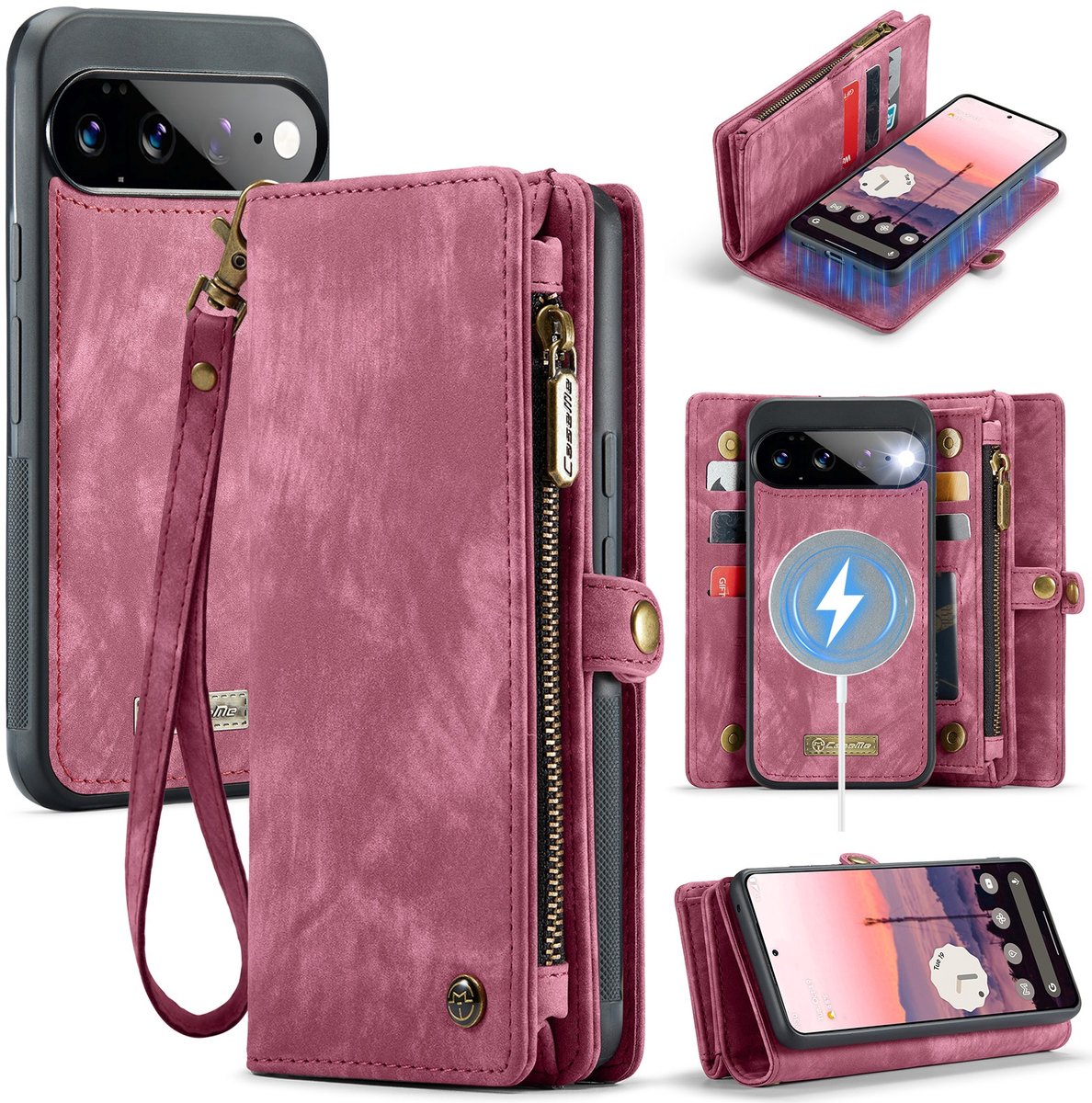 CaseMe Hoesje - Geschikt voor Google Pixel 11 Pro XL Hoesje - CaseMe 008 2-in-1 Book Case & Back Cover met Portemonnee - Pink