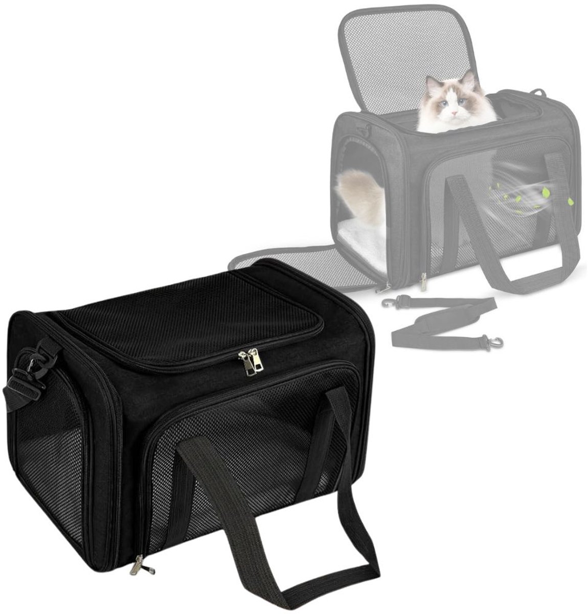 Zavio® Katten Vervoersbox - Reismand Kat - Transportbox - Reistas