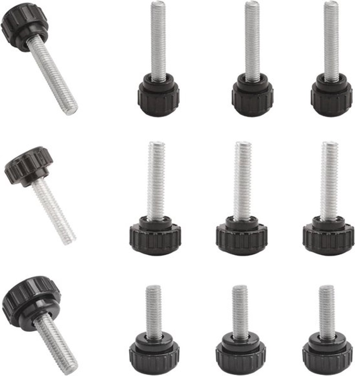 Premium - Gekartelde Duimschroeven Set van 12 - 25mm - Koolstofstaal - Machines - Opberghoes - Verschillende Maten