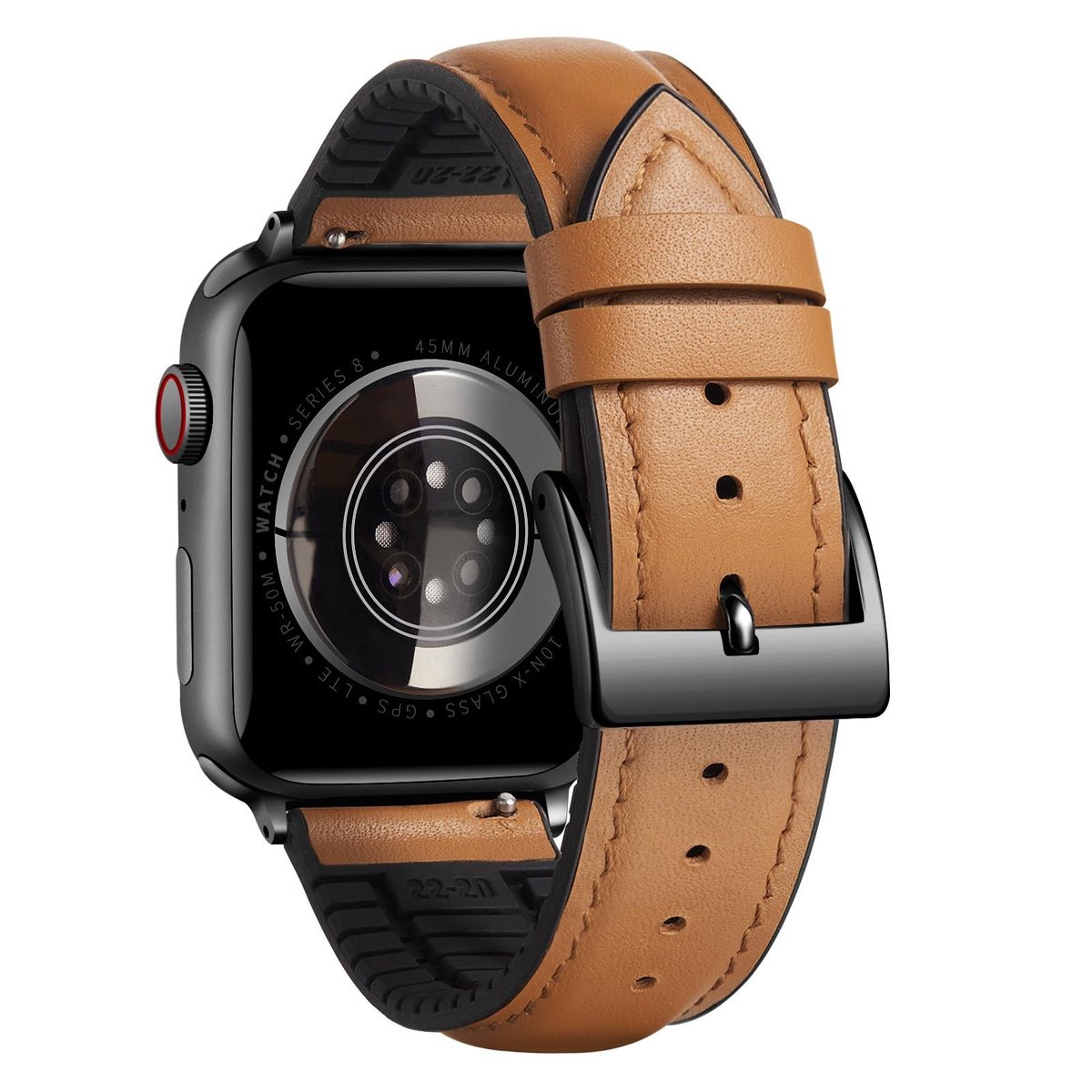 Solidchoice - Hybride Horlogeband van Leer en Silicone voor Apple Watch