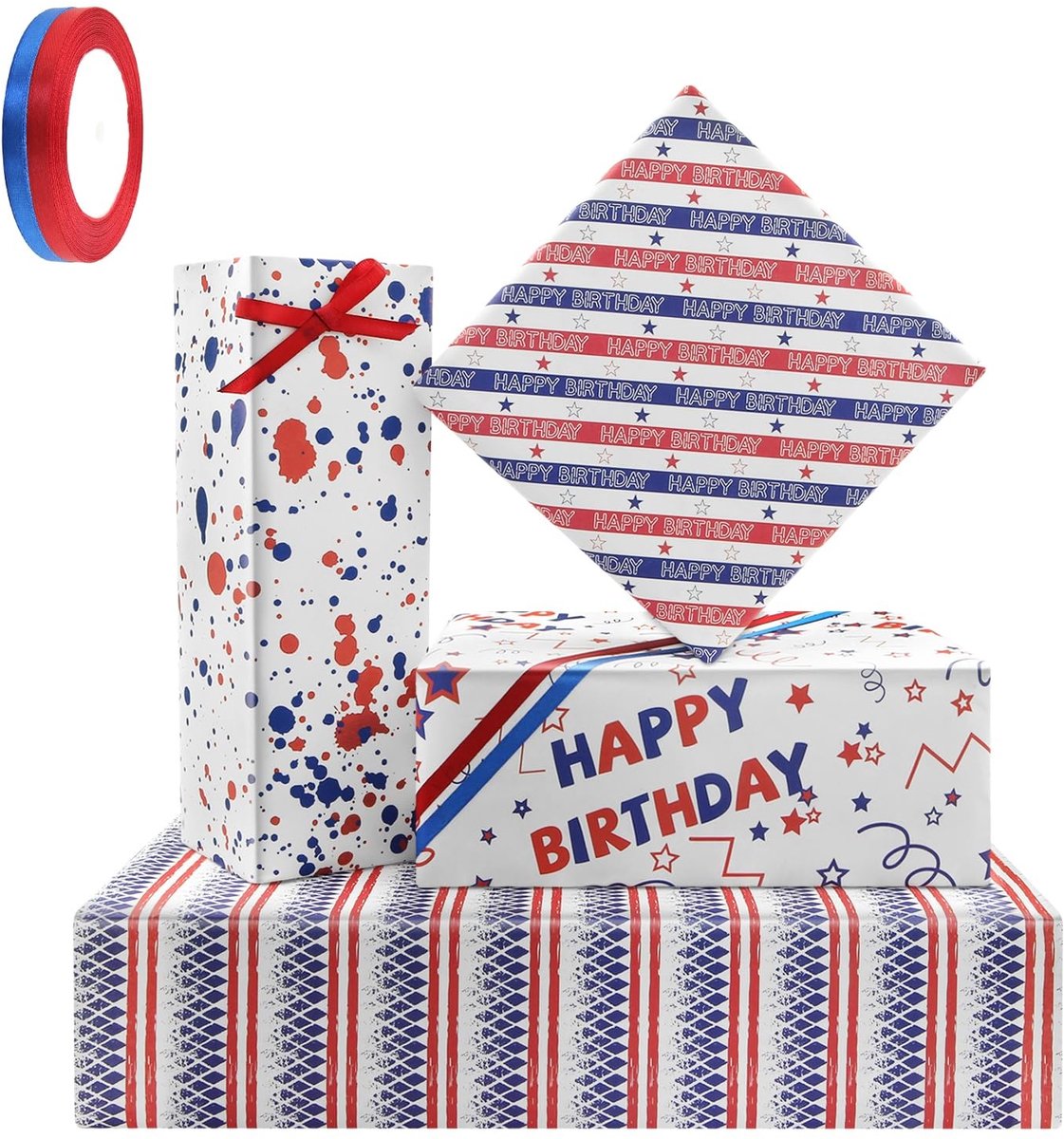 Solidchoice - Patriottisch Cadeaupapier Set van 4 Vellen