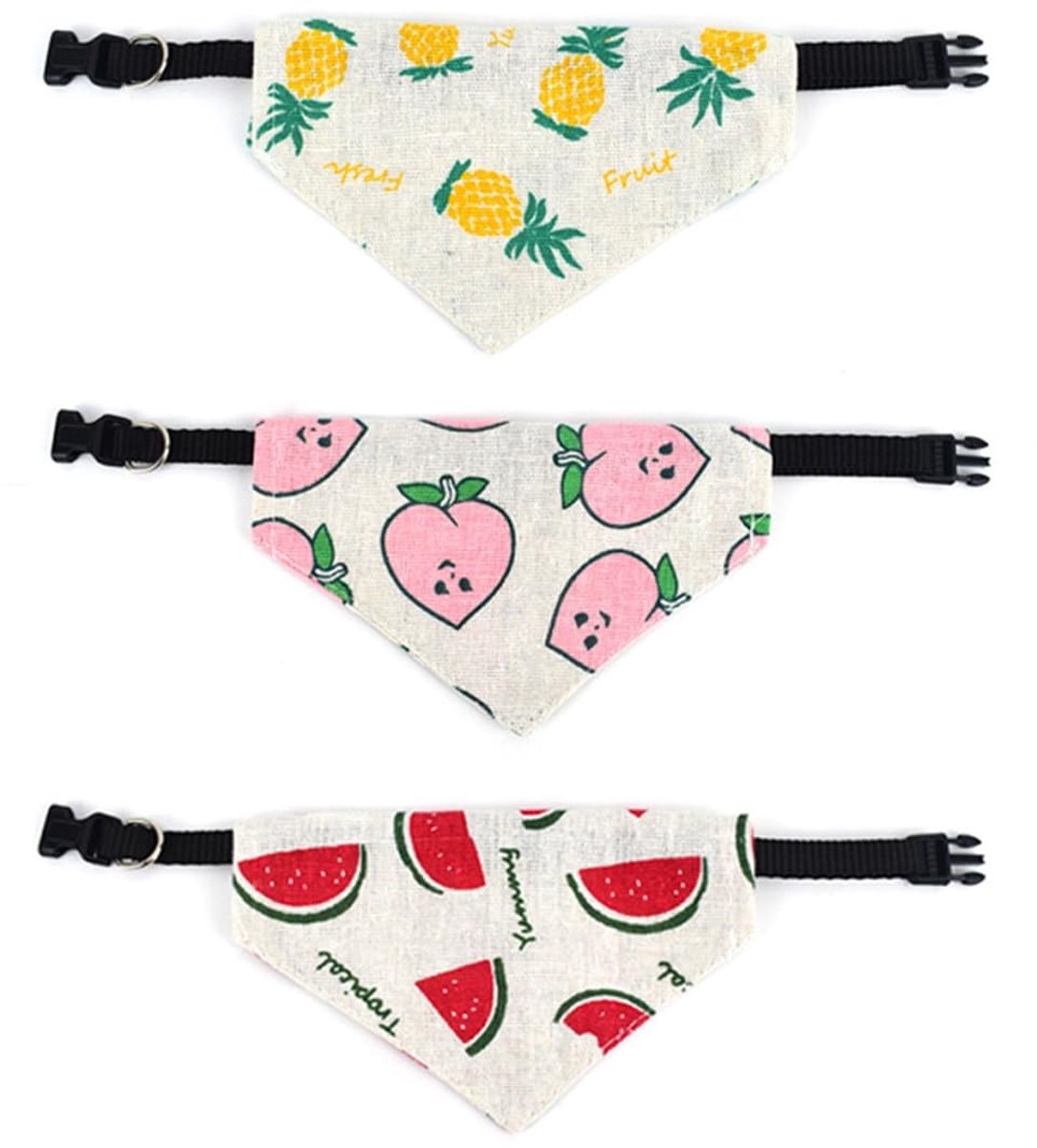 Solidchoice - 3 Stuks Verstelbare Hondenhalsdoeken met Fruitpatroon