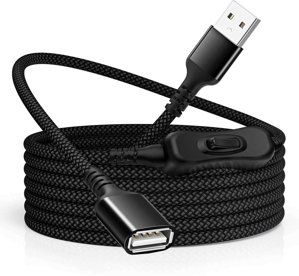 Solidchoice - USB-A Extension Cable Male-Female met On/Off Switch 1M