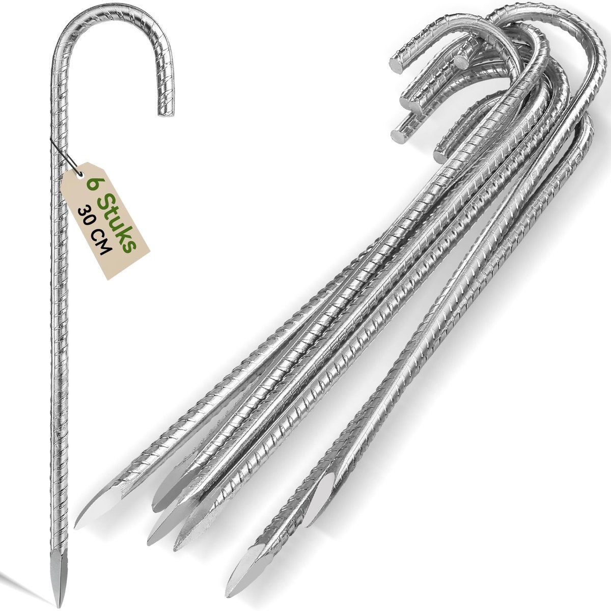 Solidchoice - 30cm Heavy Duty Grondpinnen voor Tenten en Trampolines (6 Stuks)