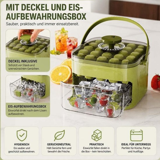 IJsblokjesmachine, ijsblokjesmachine met deksel, ijsblokjesreservoir met drukmechanisme — afbeelding 4