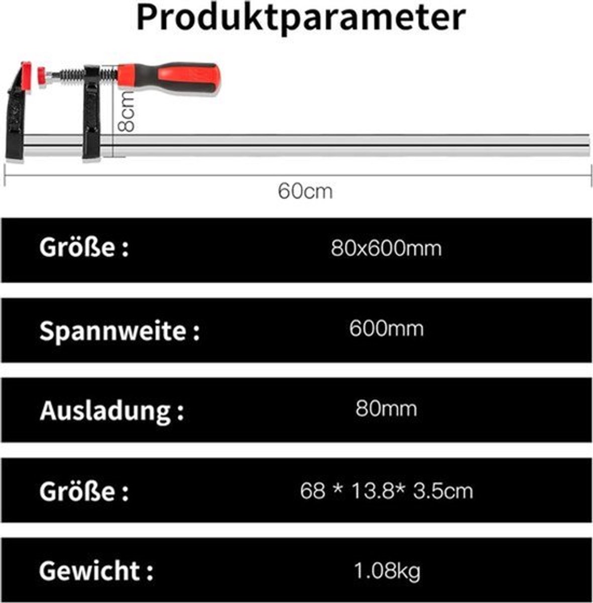 Set van 2 F-Klemmen 50x150 mm van Gehard Gietijzer voor Houtbewerkingsspanner.