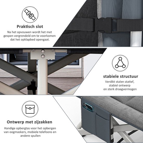 CALIYO Veldbed voor Vissen - Campingbed - Opvouwbaar Logeerbed met Kussen - 200x80 cm - tot 200 kg - Bedchair voor Karpervissen, Kamperen & Logeren van CALIYO — afbeelding 3