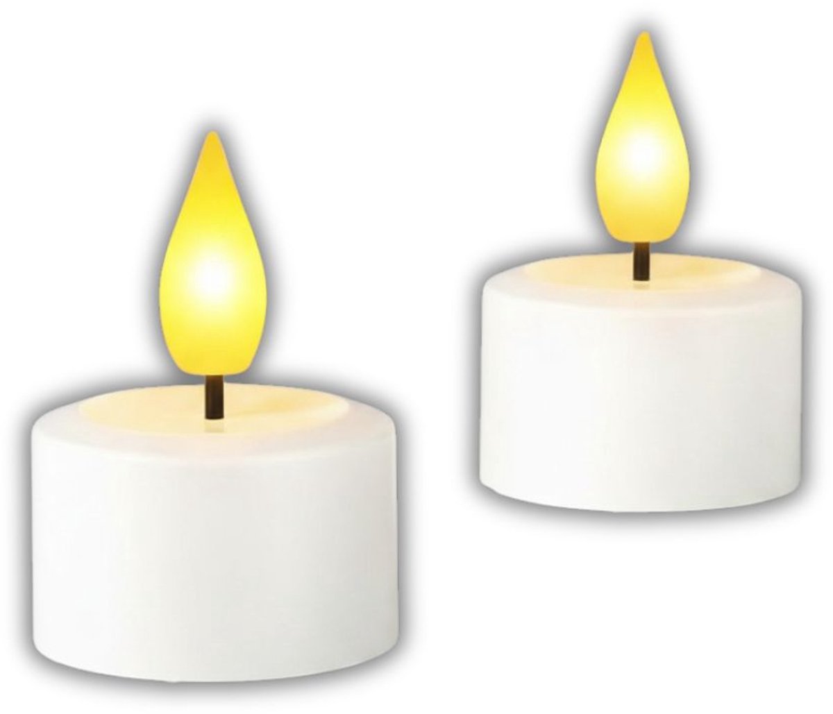 KIRA® Led Kaarsen Met Bewegende Vlam - Oplaadbare Kaarsen - Oplaadbare LED Kaarsen - Oplaadbare Theelichtjes - Wit - 4cm x 4cm x 6cm