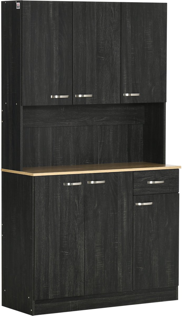 HOMCOM Keukenvoorraadkast - Spaanplaat - 101x39x180cm - Zwart