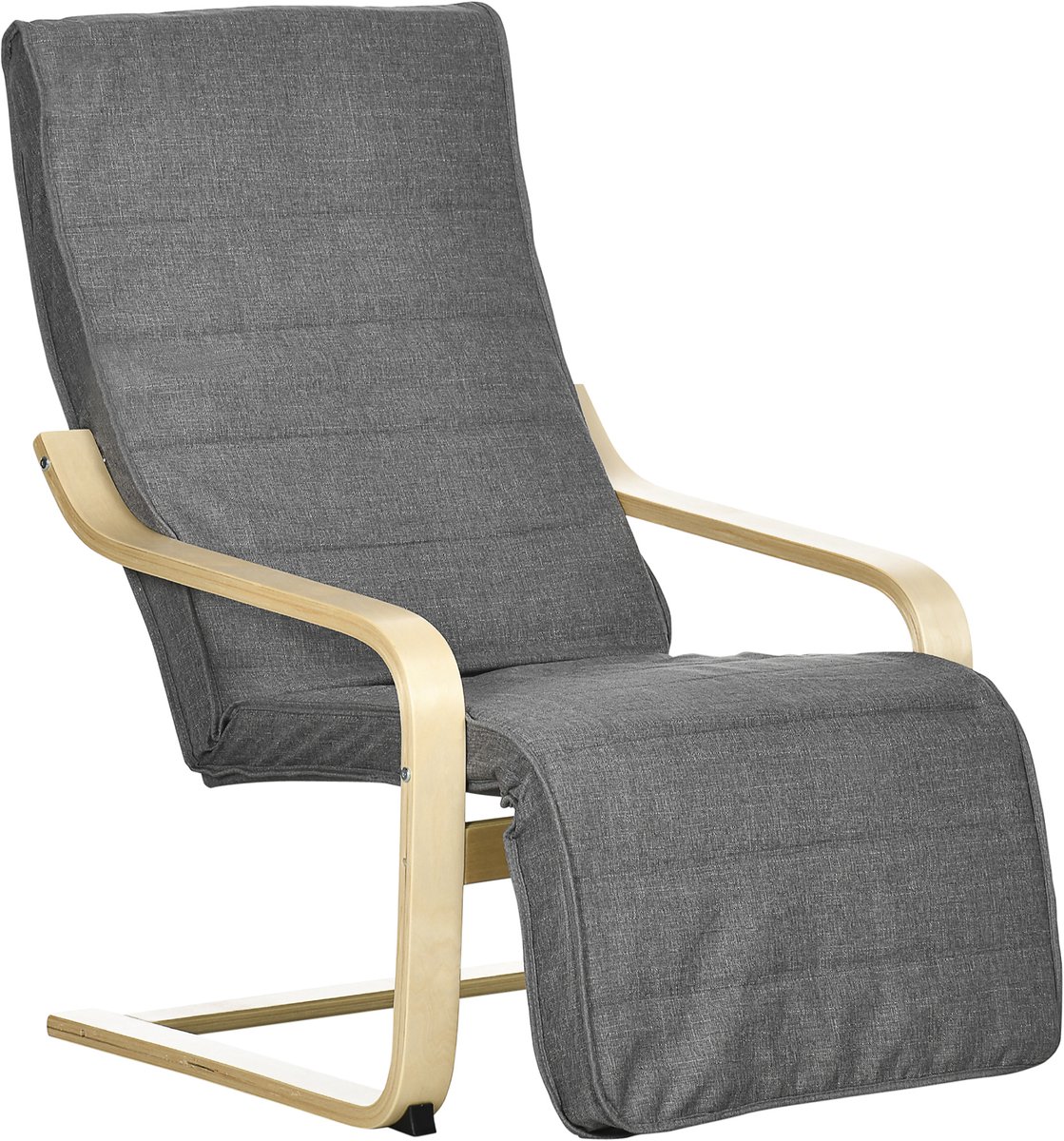 HOMCOM Accentstoel - Massief berkenhout - 94x66,5x100cm - Grijs