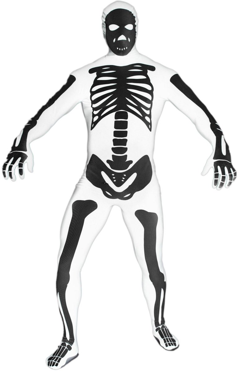 Morphsuit Skelet Wit Volledig Lichaamskostuum