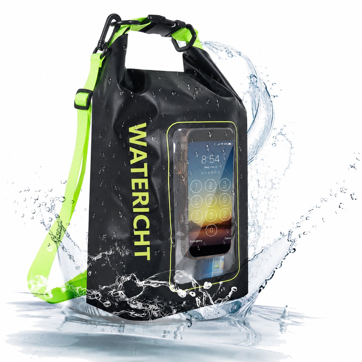 GloovonDry Bag voor Telefoon - Waterdichte Drybag met Verstelbare Riem - IP68 Waterdicht - Voor Zwemmen, Strand, Suppen & Watersport - Zwart