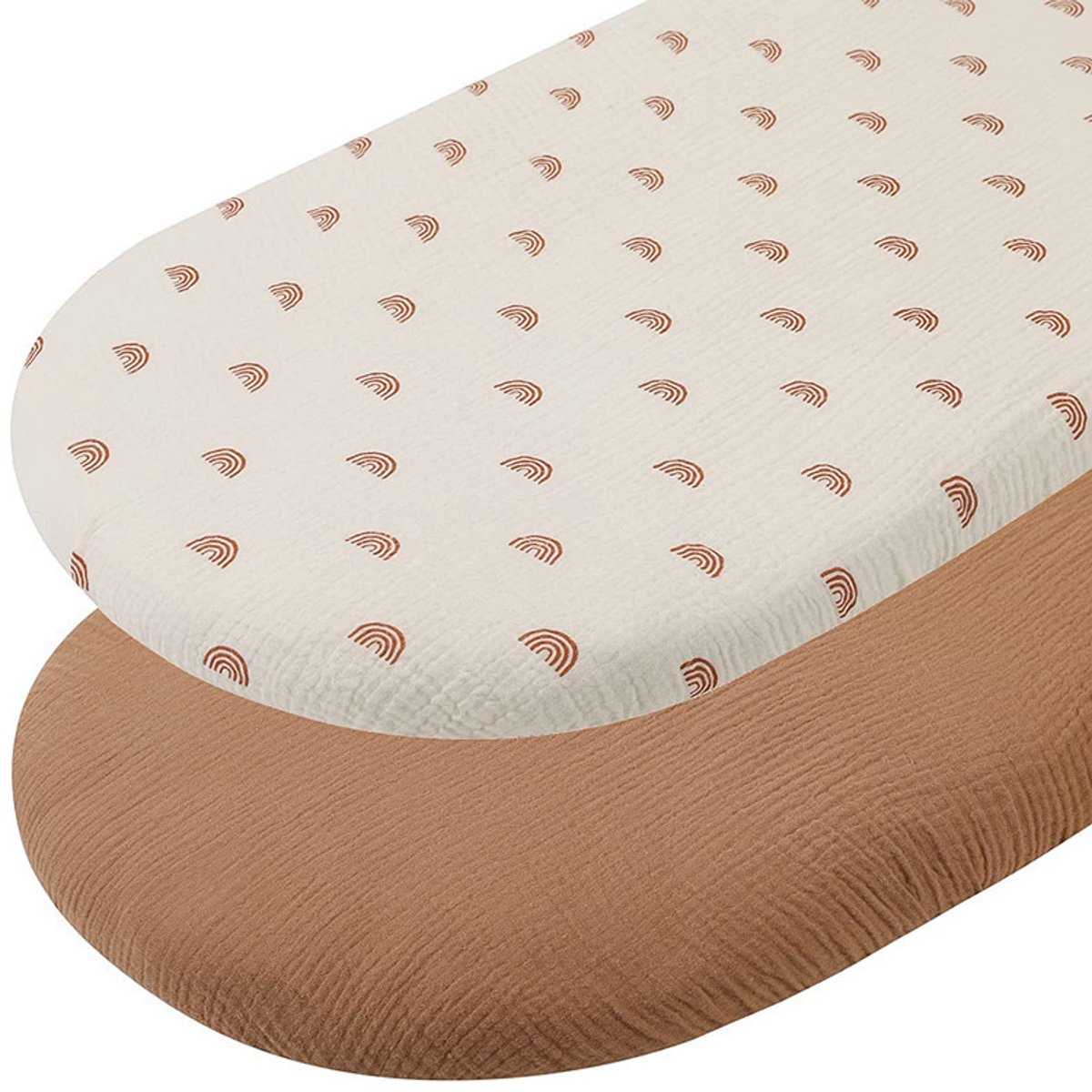 Wieg hoeslaken set van 2 stuks - ademend mousseline katoen - afneembaar wasbaar buitenhoes - geschikt voor babywieg matras - 32 * 17 inchStijl 15