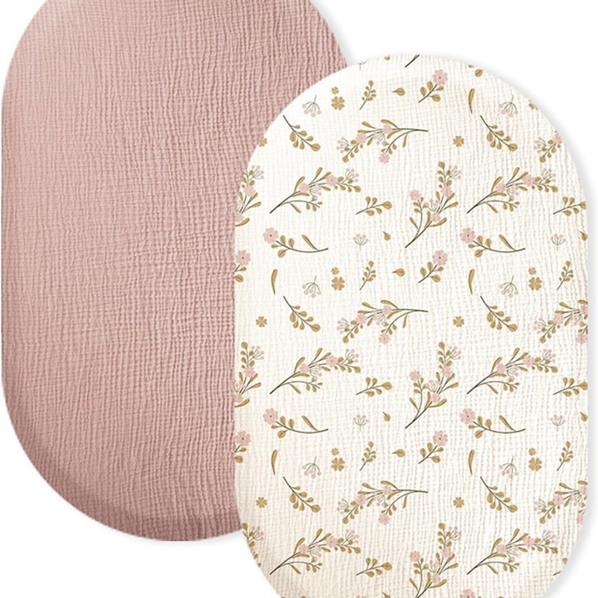Wieg hoeslaken set van 2 stuks - ademend mousseline katoen - afneembaar wasbaar buitenhoes - geschikt voor babywieg matras - 32 * 17 inchStijl 18