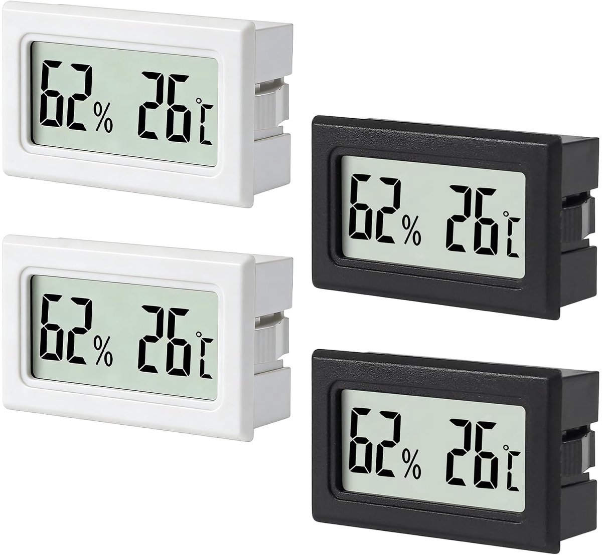 4 Stuks Hygrometer en Thermometer voor Binnen met LCD Scherm