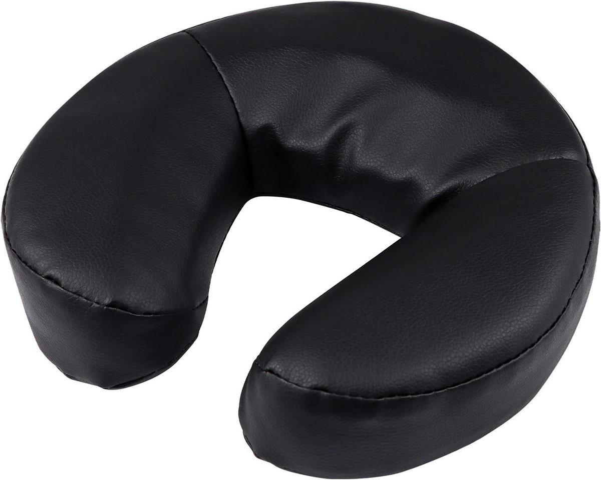 Massage Bed Hoofdsteun - Zwart - 29,2 x 29,2 x 7,6 cm - Verstelbaar Gezichtskussen van Memory Foam - Voor Massagetafels en Stoelen