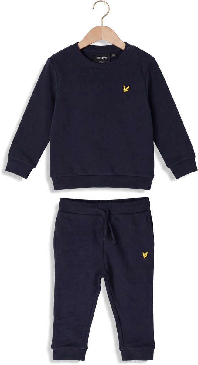 Lyle & Scott Crew Neck & Jogger Set Truien & Vesten Jongens - Sweater - Hoodie - Vest- Donkerblauw - Maat 80/86