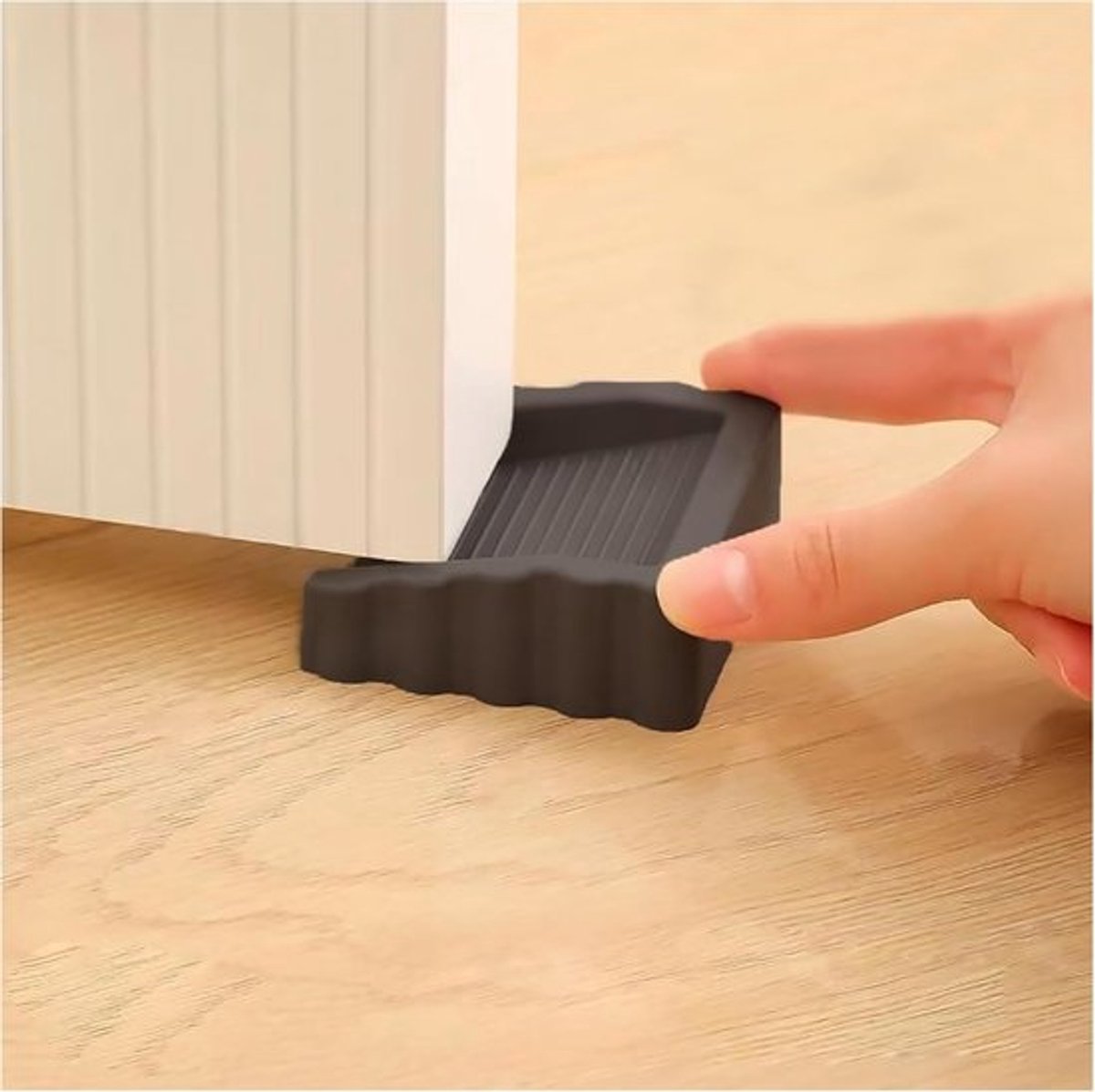 Rubber Deurstopper Wedge - Tweeweg Deurstoppen - Kleine Cube Deurstopper voor Tapijt en Deurspleten (Zwart 2PCS)