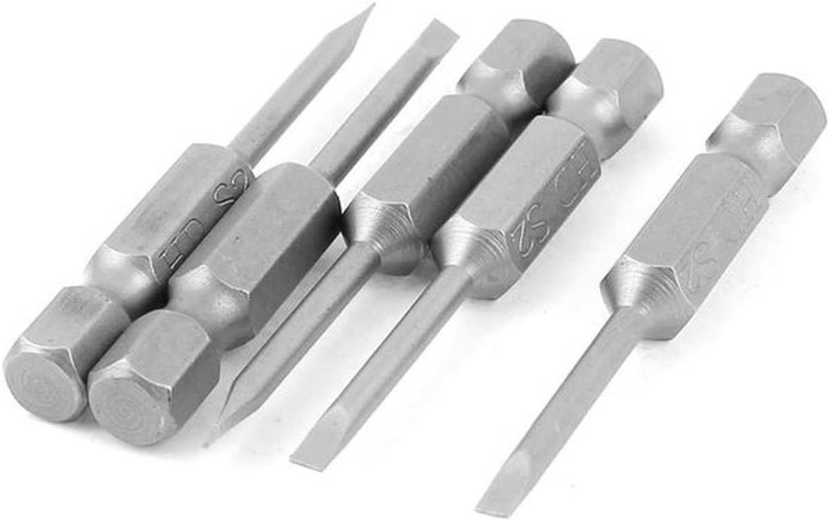 1/4 inch zeskante schacht 2,5 mm tip sleuf magnetische schroevendraaierbits 5 stuks