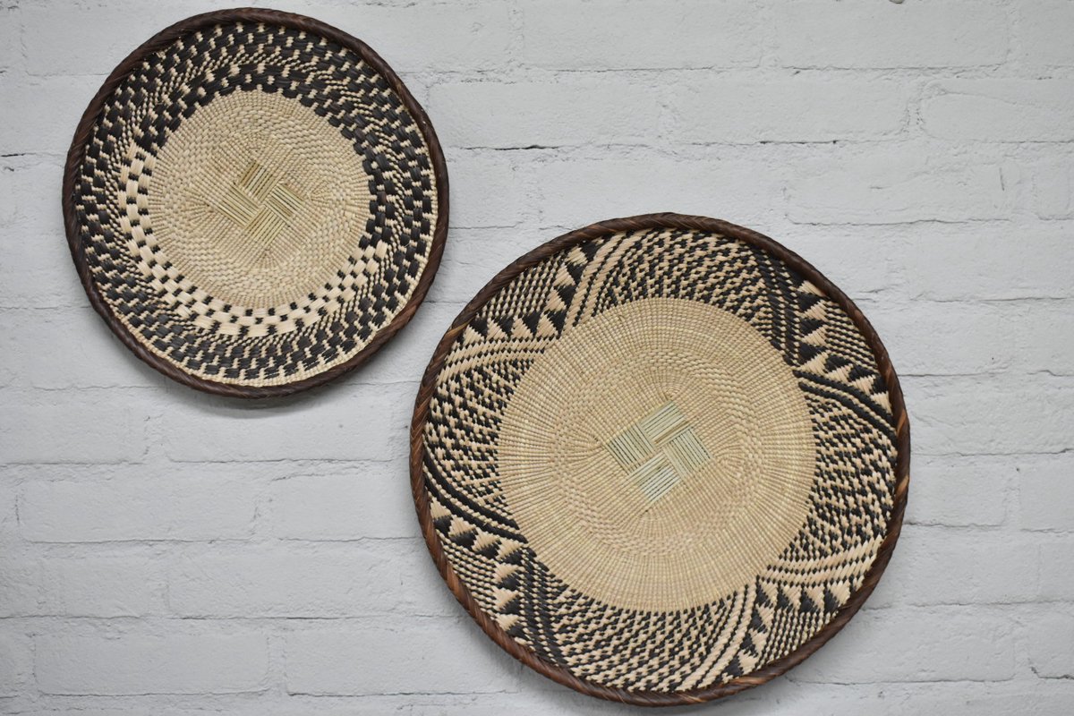 Binga Basket - Set van 2 wandborden Ø 39 / 31 cm - Tonga wandschaal - Set grote geweven muurmanden - Muurdecoratie - Afrikaans wandborden - wanddecoratie - Boho Ibiza stijl - Muurschaal - Zimbabwe (16)