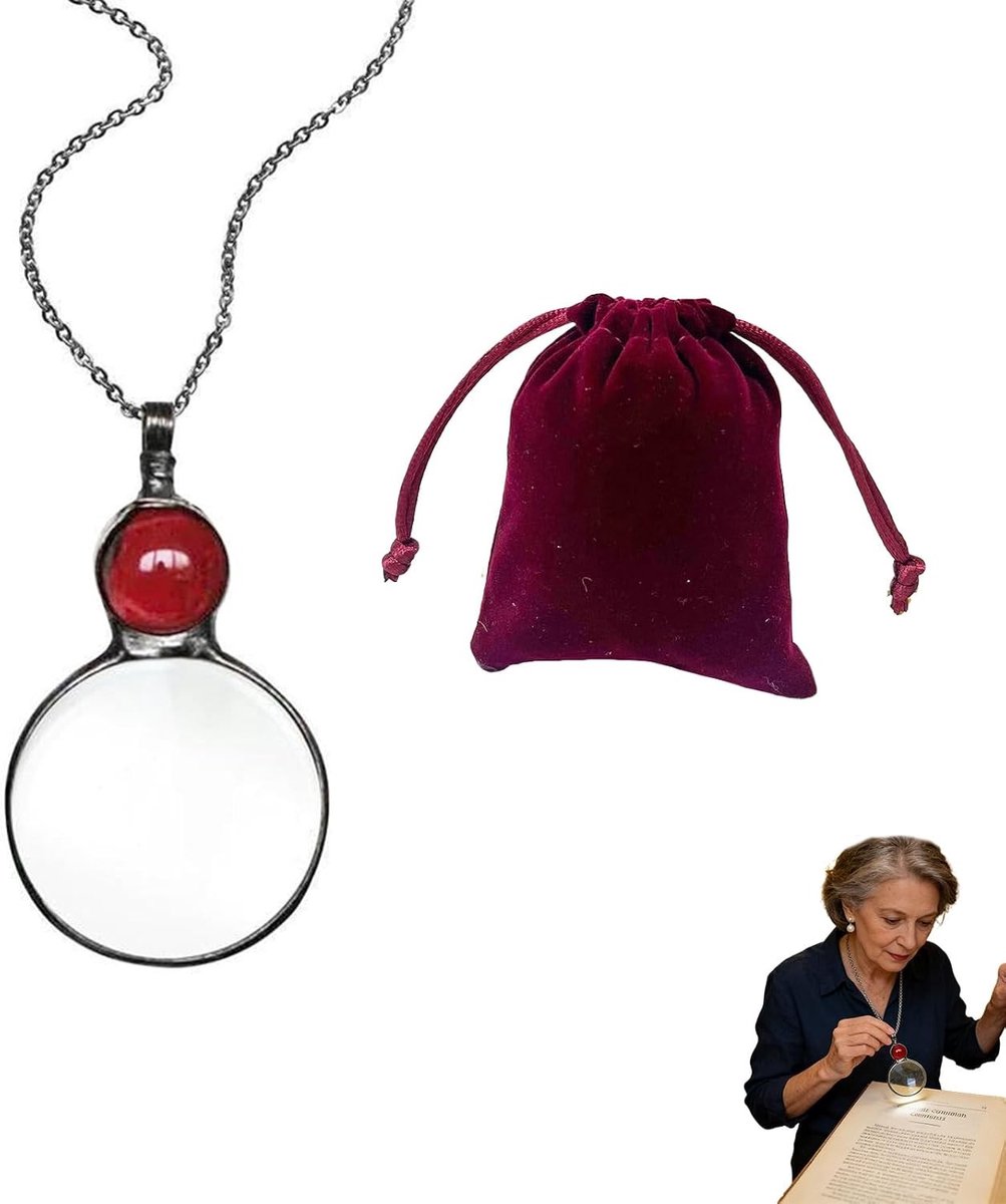 Vergrootglas met Ketting - Zilver - 10x Vergroting - Duurzaam en Stijlvol - Voor Lezen en Cosplay