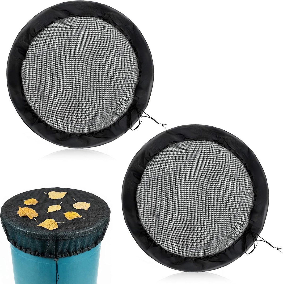 Regenton Net - Zwart - 100 cm - Hoogwaardig Polyester met Trekkoord - Voor Regentonnen