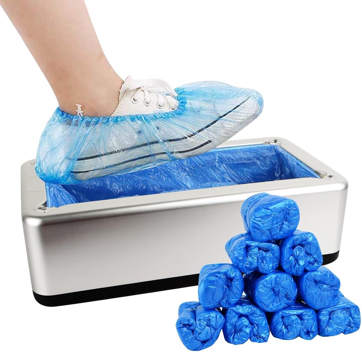 Automatische schoenovertrekdispenser - Blauw - 38,1 x 15 cm - Hoogwaardig ABS met Antislip Onderkant - Voor Laboratoria en Huishoudens
