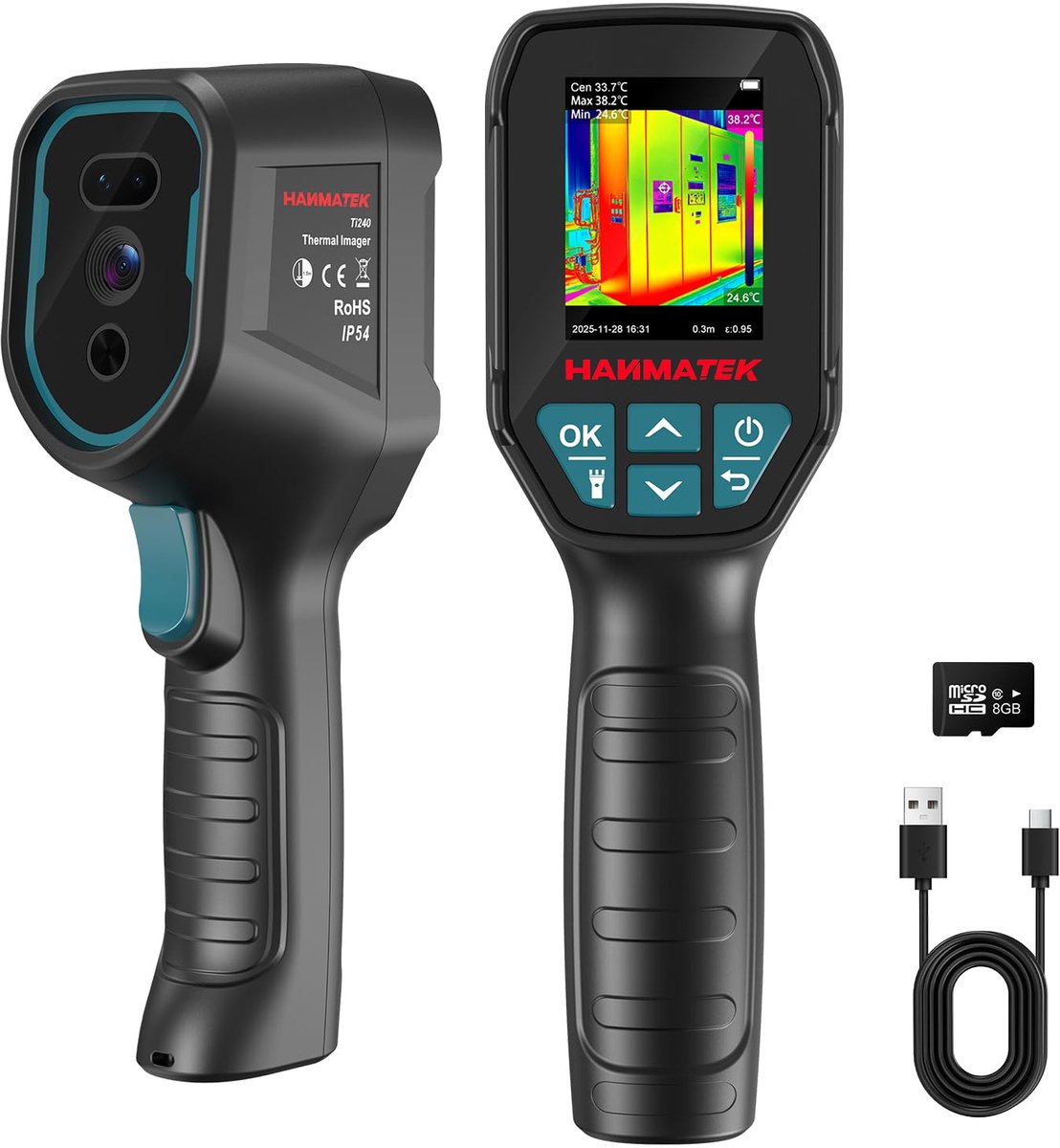 Warmtebeeldcamera – 256 x 192 IR – 25 Hz – -20°C tot 550°C – 32 GB Micro SD – 6 Uur Accu