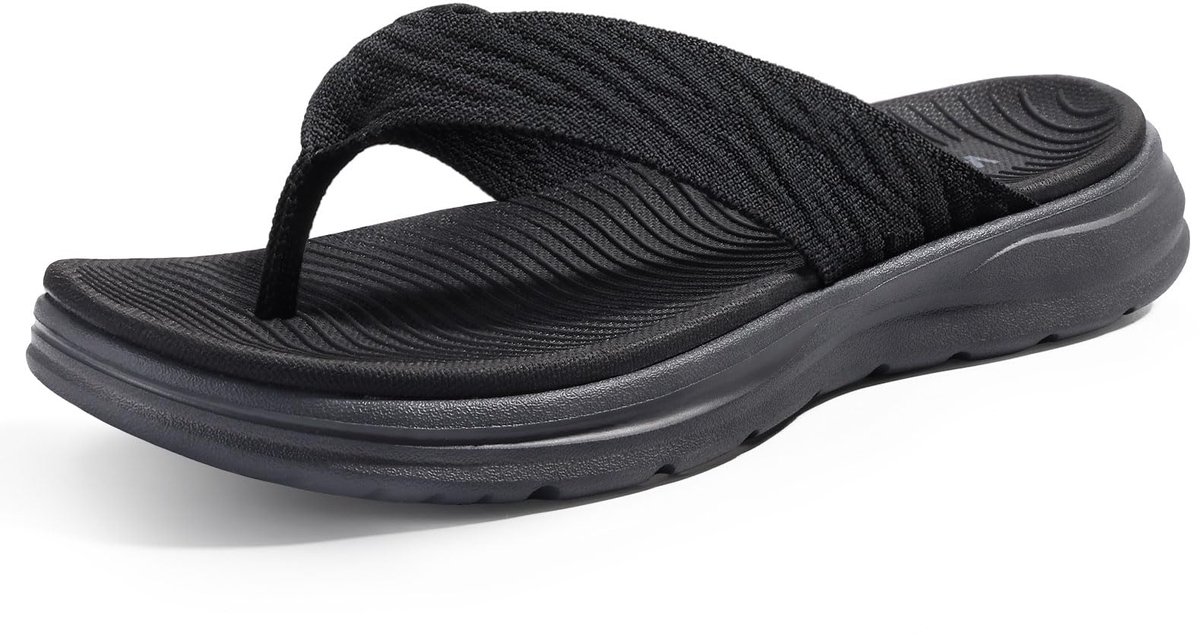 Olanly - Ergonomische teenslippers - Dames Slippers - 43 - Zwart
