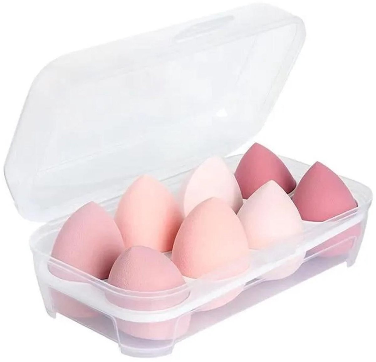 GELLDG 8 Stuks Szwammchen - Beauty Blender Make-up Schwamm Set - 59x41mm - Zachte, herbruikbare, latexvrije sponsjes die uitzetten bij water - Geschikt voor foundation, blending, contouring en poeder - Inclusief transparante kunststof bewaardoos