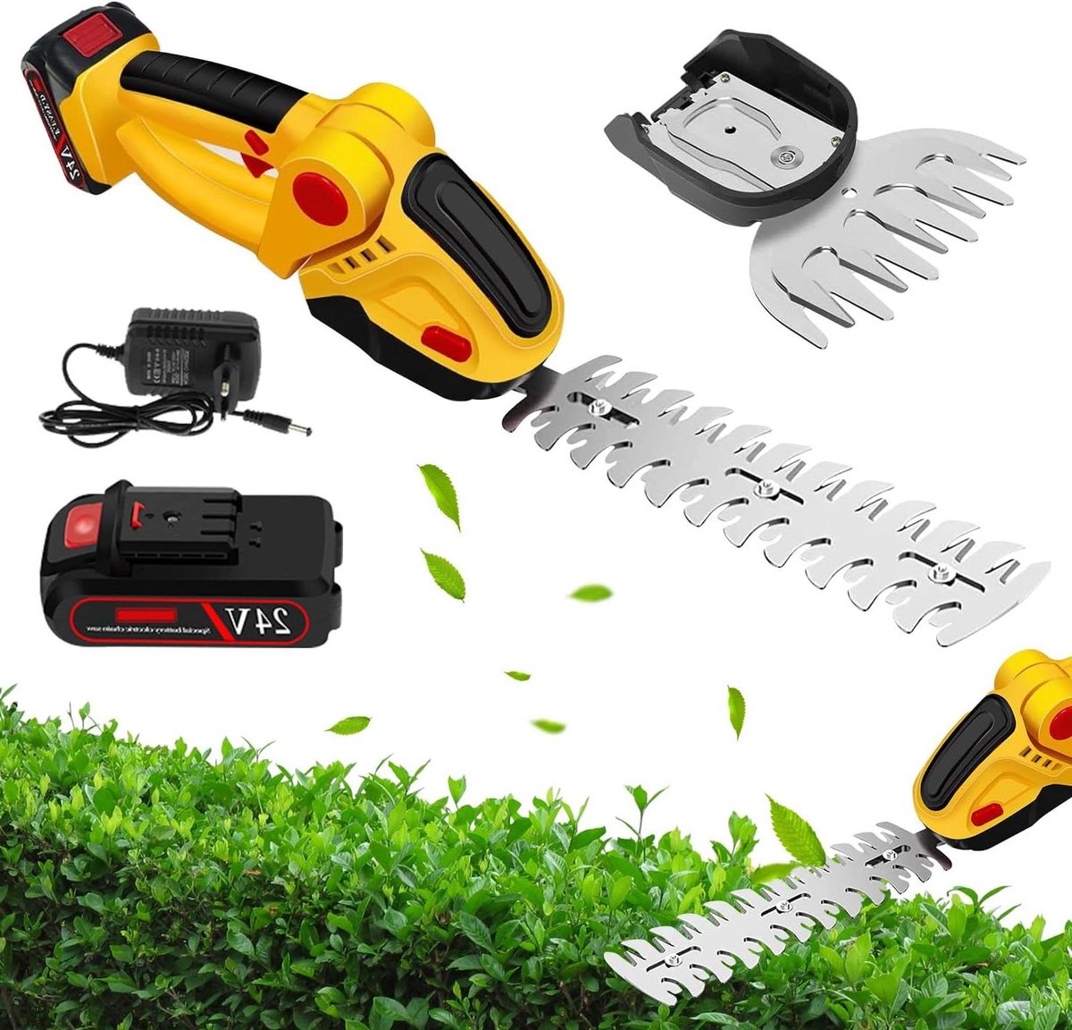 Draadloze Heggenschaar - Gras- en Struikschaar - Tuinonderhoud - 2-in-1 Functionaliteit - 30 cm Snoeilengte - Zwart