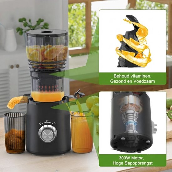 Lìon® Sapcentrifuge - 148 mm - En Groentesapcentrifuge - Slowjuicer - Fruit-Zwart - 16cm x 14cm x 30cm van Lion — afbeelding 5