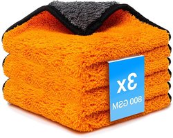 Microvezeldoeken Auto - Polijstdoek Droogdoek - Auto Reinigen - 7-voudig Absorberend - 30 x 30 cm - Oranje
