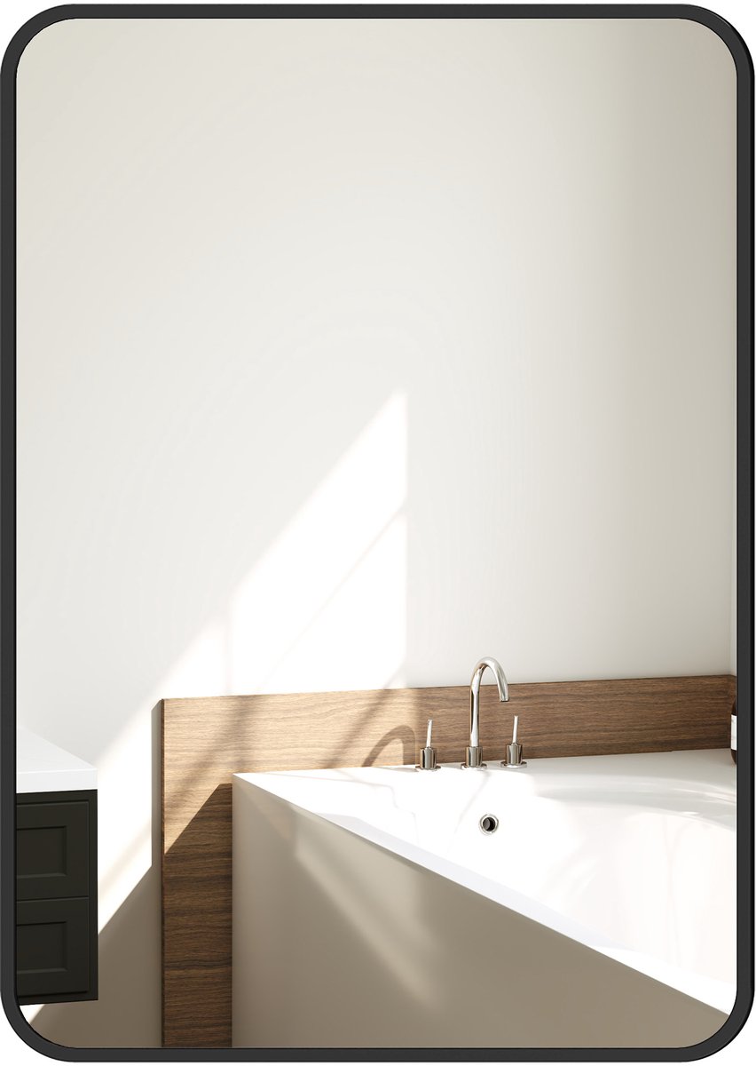 Badkamerspiegel met Metalen Frame en Haak - 50x2,5x70 cm 50x2.5x70 cm