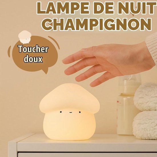 Paddestoel Lamp - Timer paddestoel nachtlampje voor kinderen - Dimbaar en eenvoudig te bedienen schattig lampje - Squishy siliconen nachtlampje - Oplaadbare nachtlampje voor babykamer van Merkloos — afbeelding 4