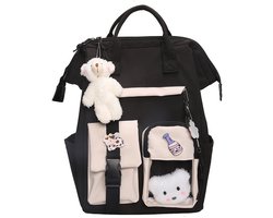 Studentenrugzak - Leuke campusrugzak - Stijlvolle schoudertas - Ruime, casual tas voor dagelijks gebruik - Betaalbare reistas - Rugondersteuning en gewichtsverdeling - Geschikt voor school en reizen - 26*18*38 cm - Zwart