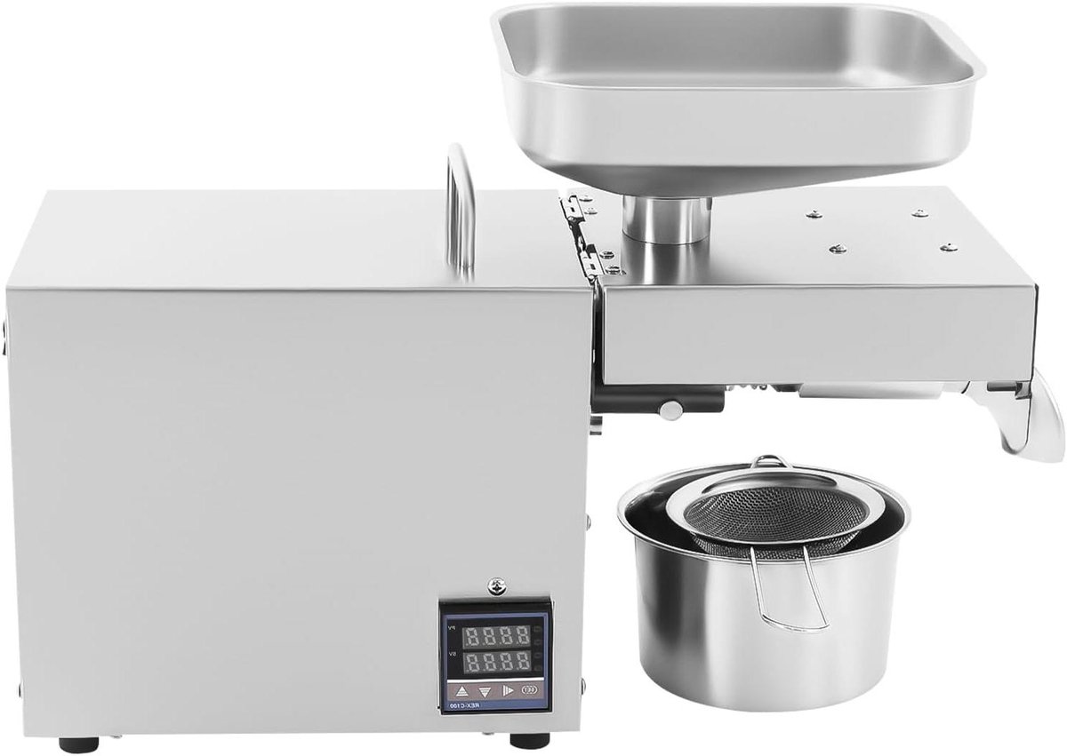 Oliepers Machine - Olie Expeller - Zelf Olie Maken - Dubbele Persmodus - 610 Watt - Zilver