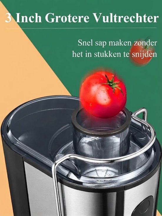 Lìon® Sapcentrifuge - Sapcentrifuge Voor Fruit En Groenten - 65 mm - Zilver- 26cm x 18cm x 29cm van Lion — afbeelding 2