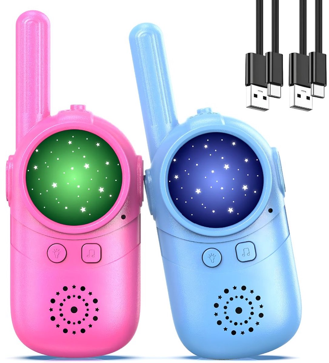 NIVA® Walkie talkie - Walkie talkie voor kinderen - Portofoon - Blauw/Roze - 13cm x 7cm x 5cm