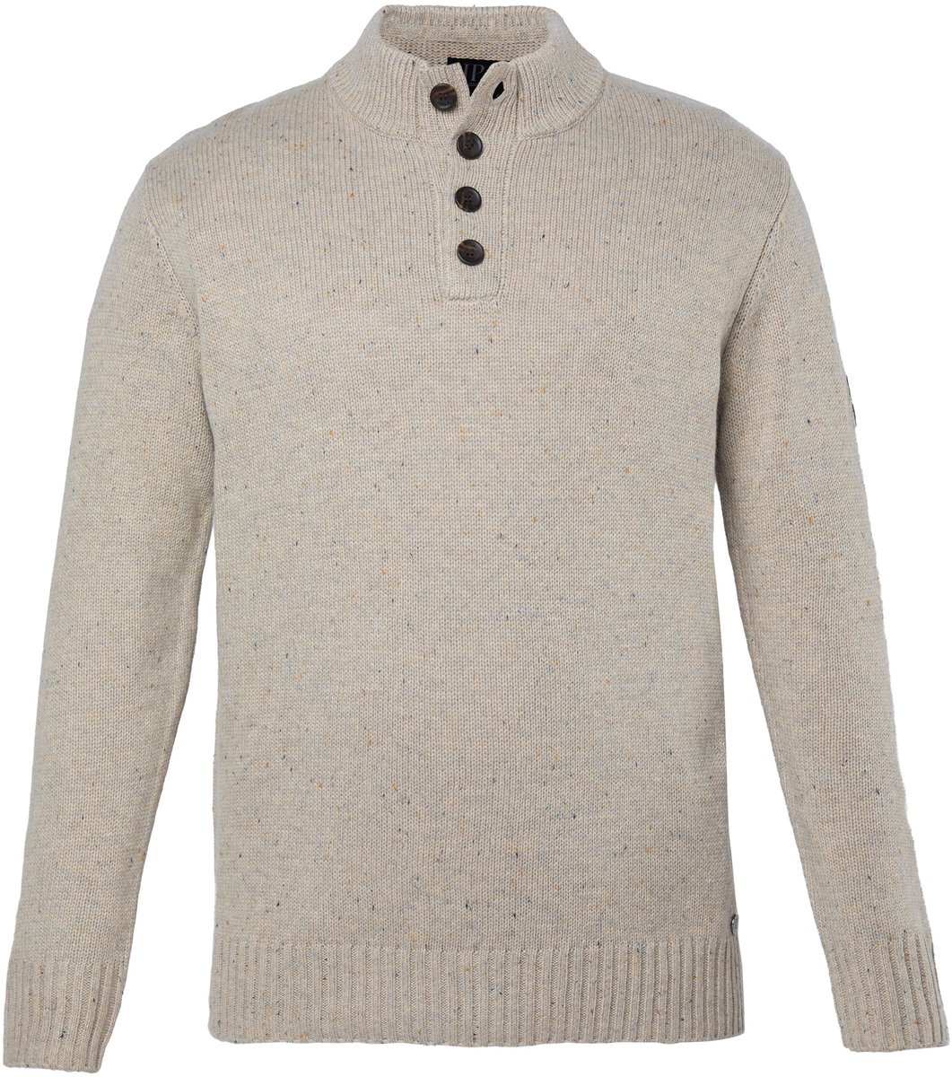 JP 1880 - Heren - Gebreide troyer kraag met knopen mouwembleem tot 7XL - Notenbruin - Maat 7XL