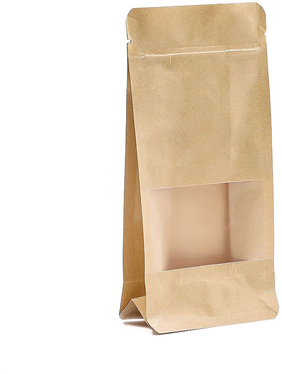 10x Squat Kraft Window Bags 10x20cm