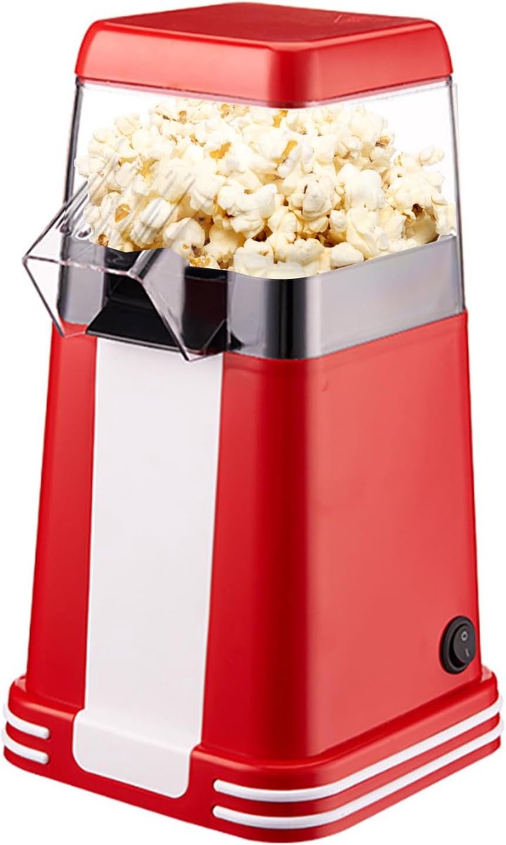 Popcornmachine - Automatisch Apparaat - Filmavonden Thuis - Olievrije Hete Lucht - 30cm Hoog - Wit