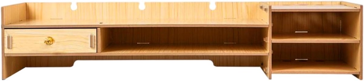 Monitor Verhoger - Bureau Organizer - Werkplek Verbeteren - Drie Laags Structuur - 63.5 x 20 x 13.5 cm - Houtkleur
