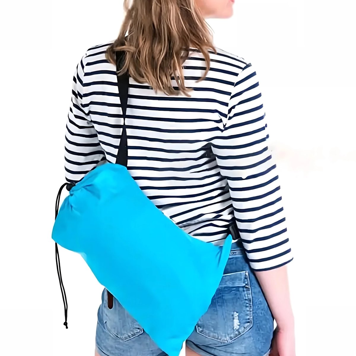 Opblaasbare ligstoel 190 x 70 cm, luie bank met draagtas, opblaasbare matras, opblaasbaar bed, zwembaddrijver voor zwemmen, kamperen, strand, wandelen, park, achtertuin, zwembad, picknicks blauw