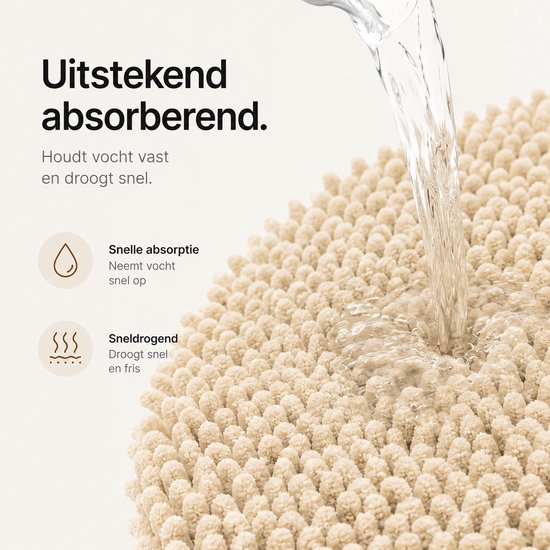 BOTC Badmat - Set van 2-delig - 43x61/51x76cm - Badmat Antislip - Badkamer mat - Creme wit